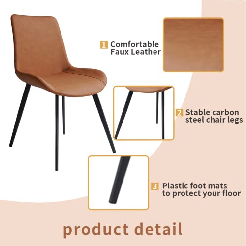 Mid-Century Extendable Dining Table Set, 51"-67", 6 Upholstered Chairs - color: Table With 4 Brown Chairs, size: 51"-67"