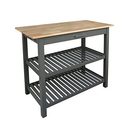 Casual Home Kitchen Island with Solid American Hardwood Top, Slate Gray, 40" W (373-932) - color: Slate Gray