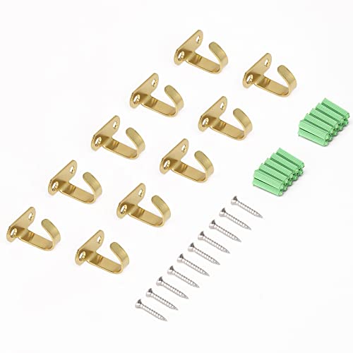 NearMoon Stainless Steel Screw Mounted Ceiling Hooks, Under-Shelf Towel/Robe Clothes Hook Heavy Duty Coat Hanger for Bathroom Kitchen Cabinet Garage, 10 Pack (Brushed Gold) - color: Brushed Gold