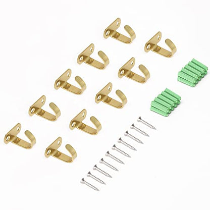 NearMoon Stainless Steel Screw Mounted Ceiling Hooks, Under-Shelf Towel/Robe Clothes Hook Heavy Duty Coat Hanger for Bathroom Kitchen Cabinet Garage, 10 Pack (Brushed Gold) - color: Brushed Gold