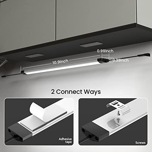 Under Cabinet Lights Kit, LED Smart Dimmable Strip Lighting Fixtures, 24V Plug in Linkable Bar LED Counter Lights for Pantry, Kitchen, Shelf, Bookcases, Showcase (10 PCS, Cold White) - color: Cold White