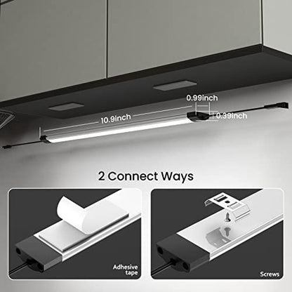 Under Cabinet Lights Kit, LED Smart Dimmable Strip Lighting Fixtures, 24V Plug in Linkable Bar LED Counter Lights for Pantry, Kitchen, Shelf, Bookcases, Showcase (10 PCS, Cold White) - color: Cold White