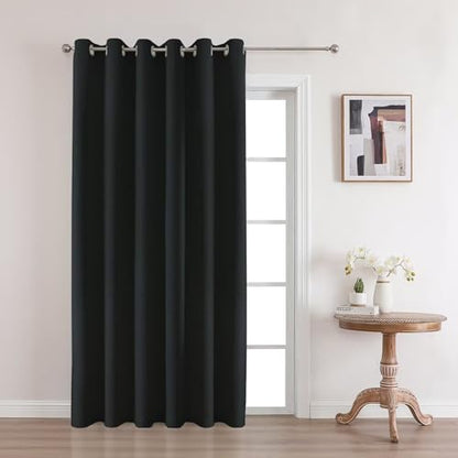 Joydeco Blackout Curtains 84 Inch Length, 1 Panel for Bedroom, Thermal Insulated Linen Black Out Curtains with Grommets (100x84) - color: Black, size: 100"W x 84"L (Pack of 1)