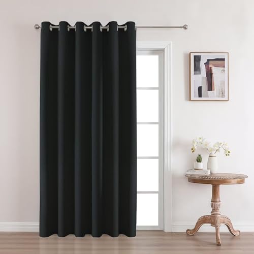 Joydeco Black Blackout Curtains 90 Inches Long, Curtains 90 Inch Length 1 Panel for Bedroom, Thermal Insulated Linen Black Out Curtains with Grommets(100x90, Black) - color: Black, size: 100"W x 90"L (Pack of 1)
