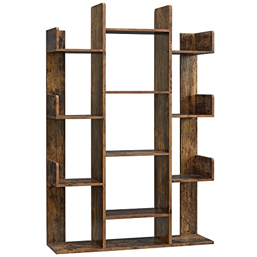 VASAGLE CUSTOS Collection - Bookshelf, Tree-Shaped Bookcase with 13 Storage Shelves, Rounded Corners, 9.8 x 33.9 x 55.1 Inches, Rustic Brown ULBC67BXV1 - color: Rustic Brown, style: 5-Tier (33.9"W)