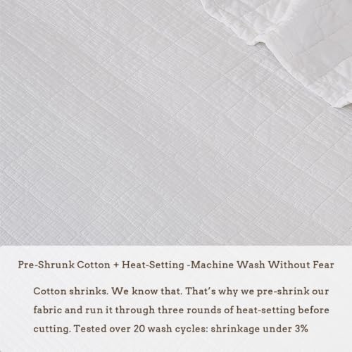 Pre-Washed Cotton California King Size Quilt Set Cream | 106x118 Breathable Bedspread Coverlet,Waffle Textured Blanket,All Season Bedding Set,Fits King & Cal King,with 2 Pillow Shams - color: White, size: Cal King-106x118