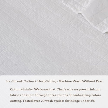 Pre-Washed Cotton California King Size Quilt Set Cream | 106x118 Breathable Bedspread Coverlet,Waffle Textured Blanket,All Season Bedding Set,Fits King & Cal King,with 2 Pillow Shams - color: White, size: Cal King-106x118