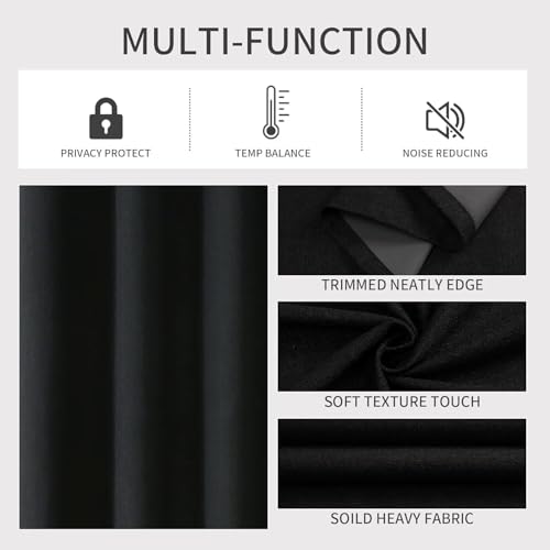 Joydeco Blackout Curtains 84 Inch Length, 1 Panel for Bedroom, Thermal Insulated Linen Black Out Curtains with Grommets (100x84) - color: Black, size: 100"W x 84"L (Pack of 1)