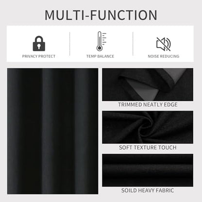 Joydeco Blackout Curtains 84 Inch Length, 1 Panel for Bedroom, Thermal Insulated Linen Black Out Curtains with Grommets (100x84) - color: Black, size: 100"W x 84"L (Pack of 1)