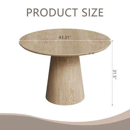 Round Dining Table for 4, Modern 43" Natural Wood Grain Dining Table with Cone Pedestal Base, Round Kitchen Table for Living Room, Kitchen, Dining Room, Natural - color: 43 Inch Natrual