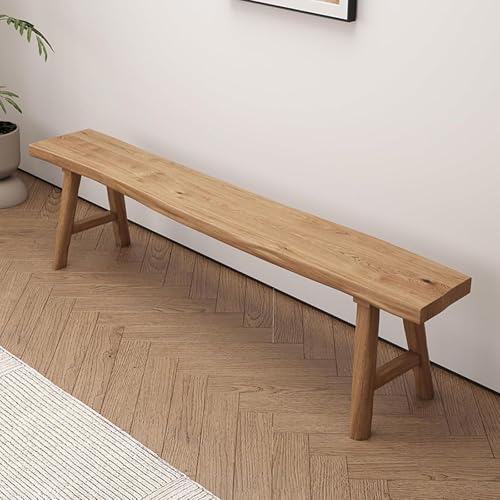 20 32 39 47 55 63 71 79in Dining Bench with Solid Wood Legs Entryway Shoe Bench Narrow Rustic LongBench Heavy Duty Log Legs 2-Person FarmhouseBench for end of Bed Natural Finish(39in) - size: 39in