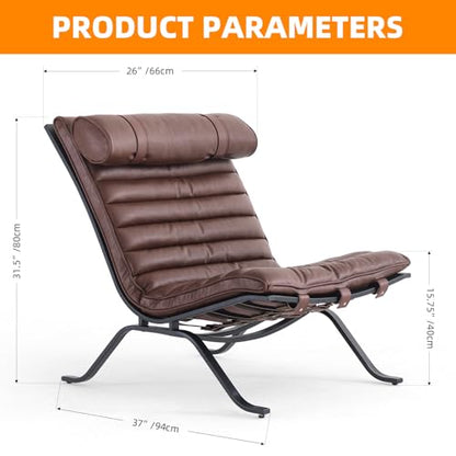 Imitation Leather Upholstered Armless Chair Modern Design Luxury Lounge Chair (Dark Brown) - color: Dark Brown