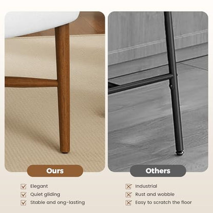 Dining Chairs Set of 6, Linen Upholstered, Solid Wood Legs, Cream | Mid Century Farmhouse, Cross-Brace Reinforced, Padded Cushion, Easy 15-Min Assembly, Kitchen Dining Room - color: Cream, size: Set of 6