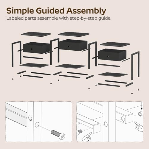 TV Stand with 3 Fabric Drawers for up to 50 Inch TV, 47.2" Industrial Media Console, Entertainment Center with Shelves for Living Room, Bedroom, Home Office, Black DS12BB - color: Black