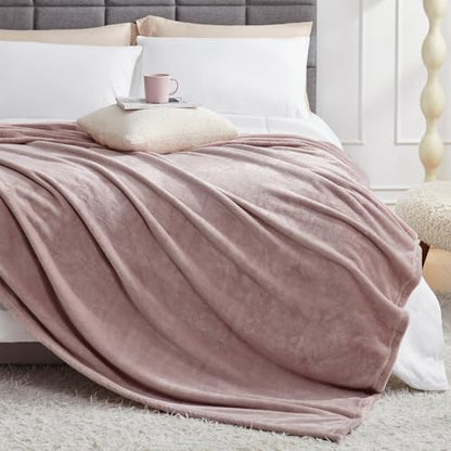 Hansleep Full Pink Fleece Blanket, Soft Flannel Bed Blanket | Fuzzy Cozy Blanket 84x90 Inches, Multi-use for Bed, Sofa, Couch, Travel, Camping, All Season Warm Lightweight Cover - color: Pink, size: Full (84x90 Inches)