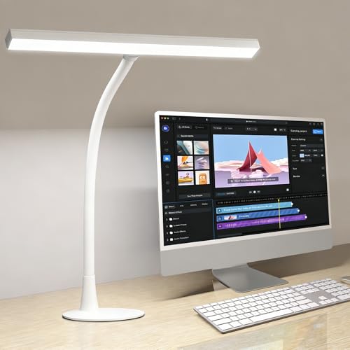 LED Desk Lamp for Home Office, 360° Flexible Gooseneck Desk Light with 3 Color Modes & 10 Brightness, Eye-Caring Adjustable Task Light for for Piano, Computer, Workbench, 10W, 1000LM (White) - color: White