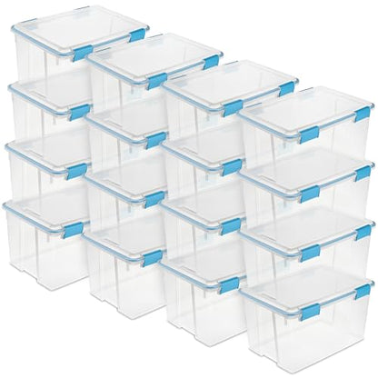 Sterilite 16-Pack Gasket Box, Weather-Resistant Storage Bins with Latching Lids, 54 Quart - Heavy-Duty Organizing Containers for Closet, Bathroom, and Office - size: 54 Quart, style: 16 Pack