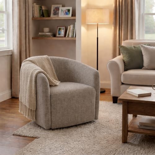 HomePop 360° Swivel Barrel Accent Chair - Midtone Gray Fabric - color: Midtone Gray