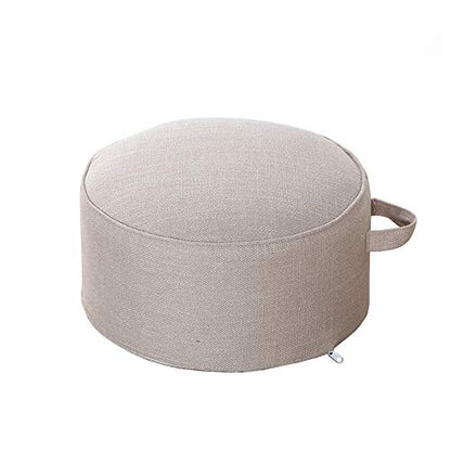 Round Pouf Foot Stools Comfortable Ottoman Floor Seat Cushion Movable Foot Rest Washable Case for Living Room, (White) - color: White
