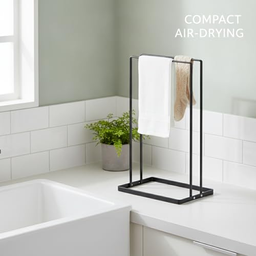 Compact Carbon Steel Standing Dry Rack for Indoor Laundry, Space-Saving Floor Clothes Hanger for Apartments & Small Spaces, Black