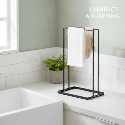 Compact Carbon Steel Standing Dry Rack for Indoor Laundry, Space-Saving Floor Clothes Hanger for Apartments & Small Spaces, Black