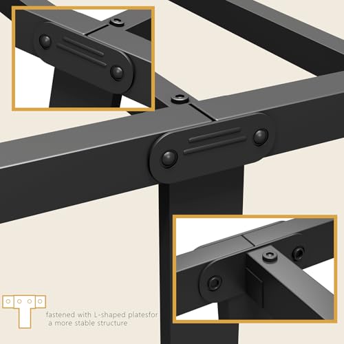 Vengarus Queen Metal Bed Frame with Victorian Headboard & Footboard, Black | 14" Queen Metal Platform Frame, Heavy Duty Steel Slat Support, Noise Free, No Box Spring Needed, Easy Disassembly & Transport - size: Queen
