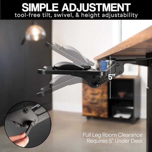 VIVO Light Wood Under Desk 25 x 10 inch Keyboard Tray, MOUNT-KB03C | Adjustable Computer Keyboard and Mouse Platform, Ergonomic Under Table Desk Mount Drawer, Full Swivel - color: Light Wood