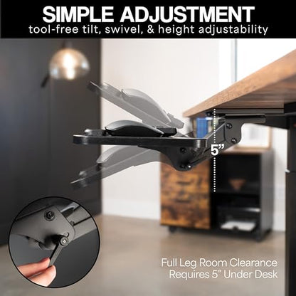 VIVO Light Wood Under Desk 25 x 10 inch Keyboard Tray, MOUNT-KB03C | Adjustable Computer Keyboard and Mouse Platform, Ergonomic Under Table Desk Mount Drawer, Full Swivel - color: Light Wood