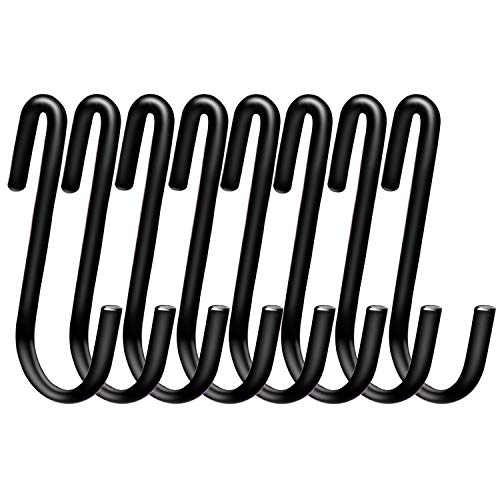 ESFUN 30 Pack 2.4 inches S Hooks for Hanging on Wire Shelves, Black S Shaped Hanging Hooks Hangers Pan Holder Pot Wire Rack Hooks for Kitchenware Spoons Pans Pots Utensils Jeans Bags Towels Plants, - size: 2.4 inch