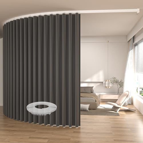 Ceiling Mount Room Divider Curtains,Track Sets for Room Separation,Grey | Ceiling Mount Track Set Included,Blackout Curtains Thermal Insulated & Noise Reduction Fabric,For Bedroom Room Partition - color: Grey, size: 180"W x 96"L (Pack of 1)