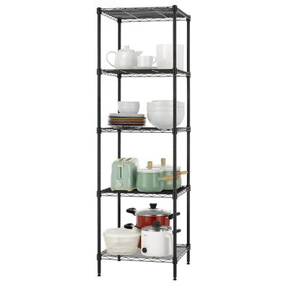 Finnhomy Heavy Duty 5 Tier Wire Shelving Unit, 18x18x59-inches 5 Shelves Storage Rack, Metal Shelving with Thicken Steel Tube, NSF Certified, Black - size: 59"H-Black