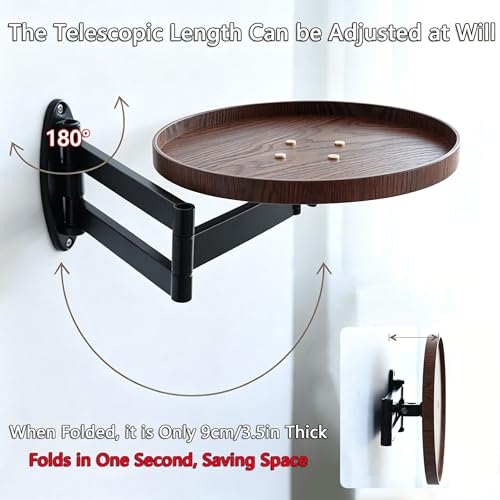 Retractable Wall Mounted Folding Table, 11.8" Adjustable Wall Mounted Coffee Table Small Foldable Desk with Retractable Brackets for Bedroom Balcony Living Space Saving (Walunt Color) - color: Walunt Color