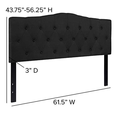 EMMA + OLIVER Black Queen Tufted Headboard | Adjustable Bed Rail Slots, Fabric Upholstered - color: Black, size: Queen