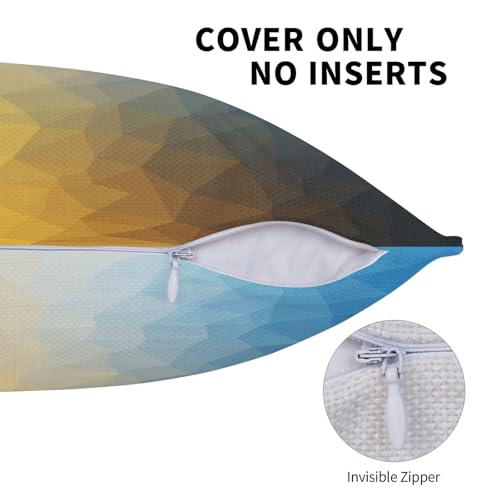 Yellow and Blue Throw Pillow Covers Abstract Polygon Style Pillow Cover 20x20 Inch Set of 2 Fractal Gradient Geometric Art Pillowcase Square Cushion Cases for Couch Bed Sofa - color: Blue Yellow, size: 20" x 20" (Pack of 2)