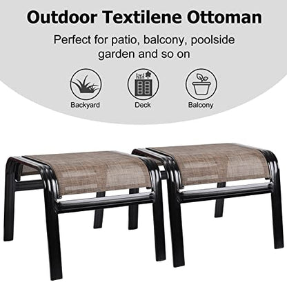 Patio Ottoman Outdoor Footstools Assembled Aluminum Footrest Small Seat for Balcony,Backyard 2 Pack Brown - color: 2 Pieces-new Brown