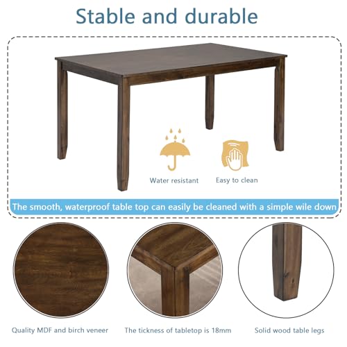 Knocbel Classic 4-Person Dining Table for Small Space, Wooden Apartment Condo Pub Bistro Kitchen Dining Furniture, Standard Height (Walnut Rectangular 30" H) - color: Walnut Rectangular 30"h