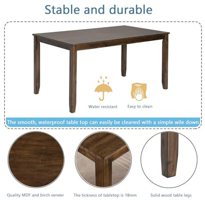 Knocbel Classic 4-Person Dining Table for Small Space, Wooden Apartment Condo Pub Bistro Kitchen Dining Furniture, Standard Height (Walnut Rectangular 30" H) - color: Walnut Rectangular 30"h