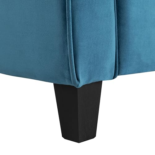 Studio Living Harrington 57.9" Loveseat, Transitional Modern, Pocket Coil Comfort, Easy Assembly, Woven Fabric, Blue - color: Blue, size: Loveseat