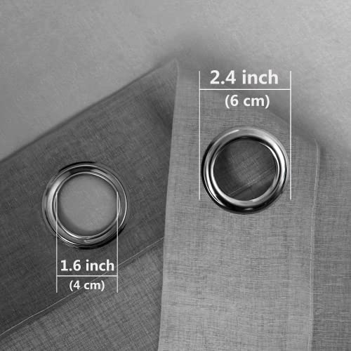 DWCN Ombre Faux Linen Sheer Curtains - Semi Voile Gradient Grommet Top Curtains for Bedroom and Living Room, 52 x 108 Inches Long, Set of 2 Window Curtain Panels, Black - color: Black, size: 52"W x 108"L (Pack of 2)