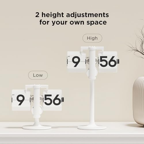 mooas Standing Height Adjustable Flip Desk Clock (Black), Retro Vintage Analog Design Flip Clock Standing Clock Battery Operated, for Home Living Room Office School Hotel - color: Adjustable Black