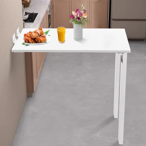 Wall Mounted Folding Table, 29.52x15.75 Flip-up Table Dining Table with Support Legs 29.1 Inch Tall Fold Down Dining Desk for Small Space