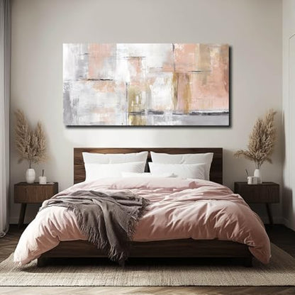 SOUGUAN 대형 추상 캔버스 벽 아트 모던 벽 장식 핑크 아트 포스터 73.7cm x 147.3cm(29인치 x 58인치) 홈 데코 거실용 아트워크 사무실용 - color: 핑크, size: 58"L x 29"W