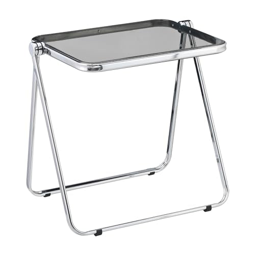 KAIHAOWIN Folding TV Tray Table Acrylic Foldable Table No Assembly Required Tiny Desk for Home Office Side Table Small Computer Desk for Small Spaces (Grey) - color: Grey