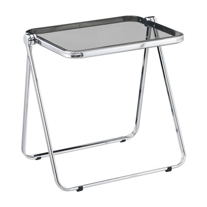 KAIHAOWIN Folding TV Tray Table Acrylic Foldable Table No Assembly Required Tiny Desk for Home Office Side Table Small Computer Desk for Small Spaces (Grey) - color: Grey