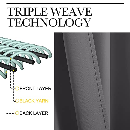 NICETOWN Bedroom Curtains Blackout Drapery Panels, Three Pass Microfiber Thermal Insulated Solid Ring Top Blackout Window Curtains/Drapes (Two Panels, 42 x 50 inches, Gray) - color: Grey, size: 42"W x 50"L (Pack of 2)