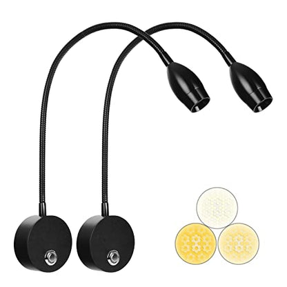 Adust Bedside Reading Light for Bed, Bed Wall Mounted Reading Light, 3W LED Touch Dimmable Brightness Minimalist Wall Headboard Reading Lamp, 3 Colour Temperature, 3000k, 4000k, 6000k - size: Black (2-Pack)
