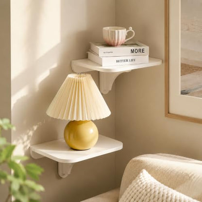 WELLAND 11.8" x 8.25" White Wall Mounted Desk Small Floating Shelves Set of 2 Folding Wall Shelves Drop-Leaf Table Fold Down Desk for RV, Camper, Loft Beds - color: White