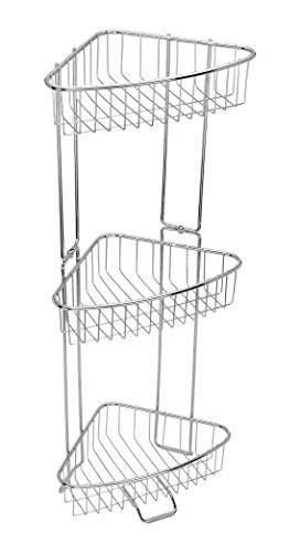 ToiletTree Products Stainless Steel Floor Shower Caddy - Corner Caddy Shelf for Bathroom and Bath Storage - Rust-Proof Caddy for Shampoo, Soap, and More