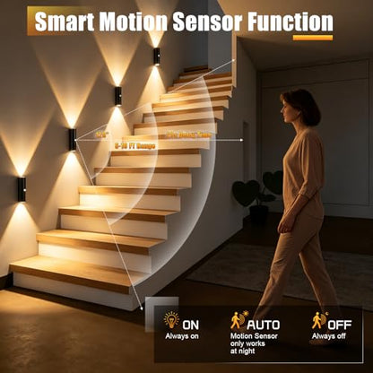 2 Pack Motion Sensor Wall Light, Rechargeable Wall Sconces | Wall Sconces Battery Operated with 3 Colors & Dimmable, Magnetic Wireless Wall Sconces for Stair Bedroom Hallway (Black) - color: Black