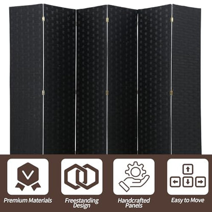 Meet Perfect 6-Panel Room Divider, 6 FT Tall x 107" Wide Folding Privacy Screen, Freestanding Room Partition for Bedroom, Apartment, Kids, Kitchen, Home Office – Black - color: Black, size: 6 panel